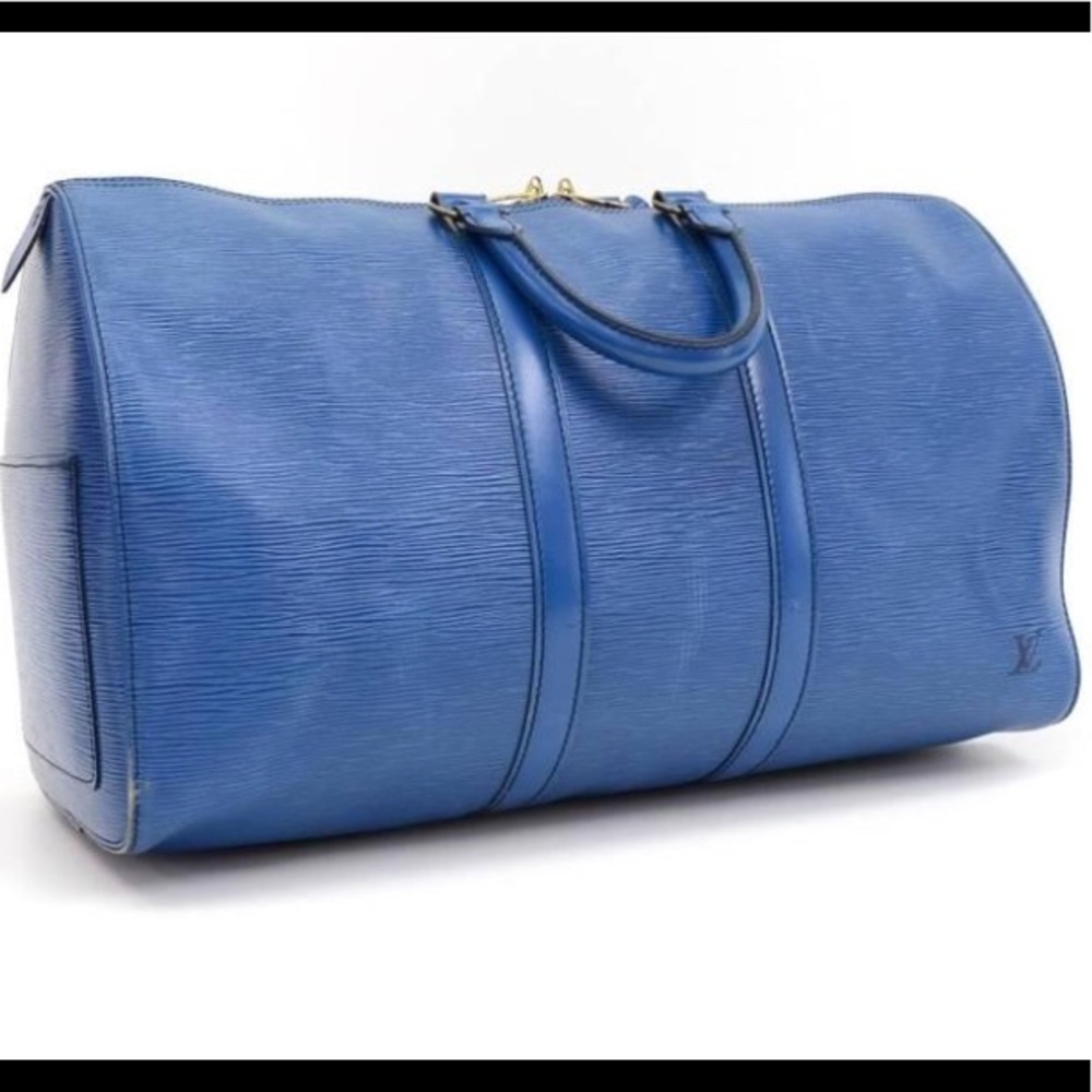 Louis Vuitton Blue Epi  Keepall 45 Duffle Bag.
